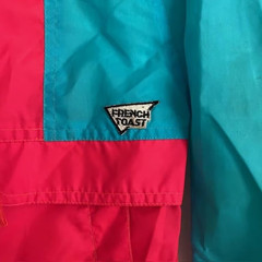Vintage French Toast Red Teal Black Hooded Zip Up Windbreaker Colorblock Size 6