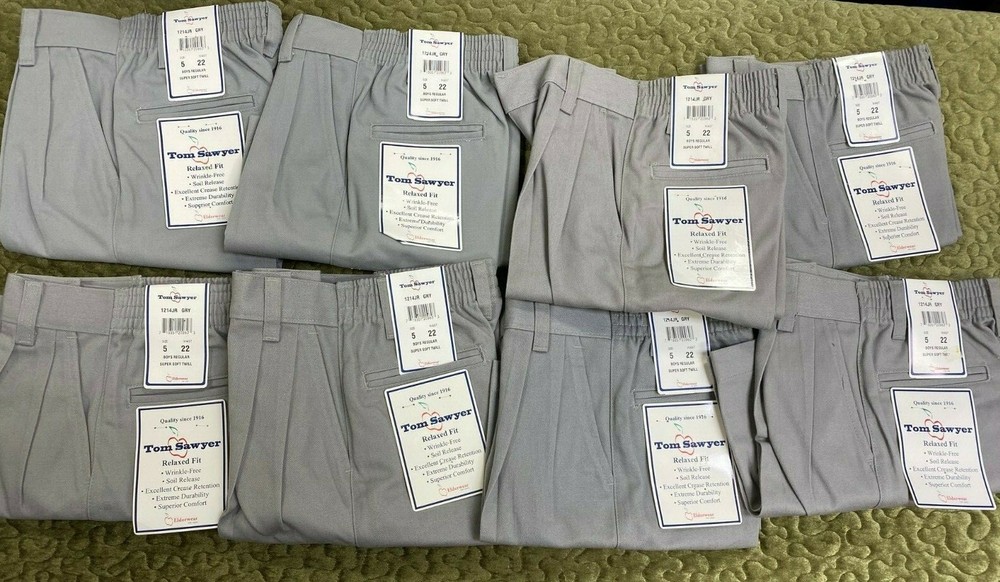 TOM SAWYER SCHOOL DRESS SHORTS LOT OF 8 SIZE 5 WAIST 22 1214JR GRY NEW WITH TAGS