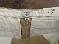 L@@K- Boys Crown & Ivy Khaki School Uniform Pants Sz 14 Husky Adj Wst NWT $46.50