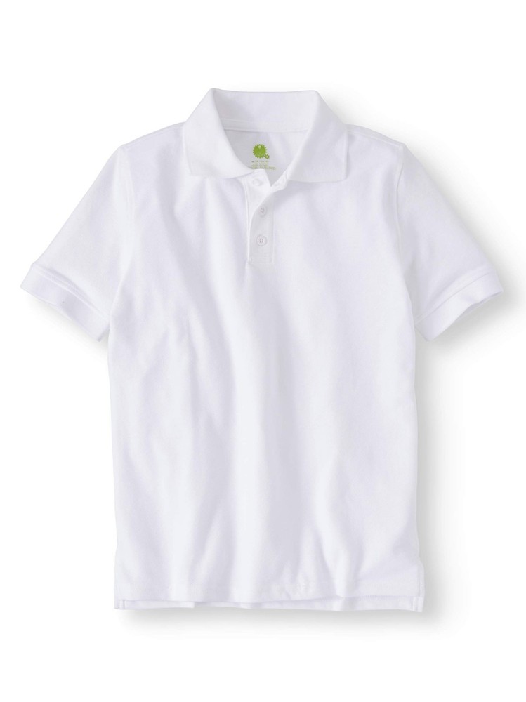 Real School Boys School Uniform Short Sleeve Pique Polo Shirt White XS (4-5)