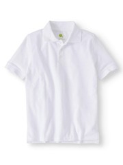 Real School Boys School Uniform Short Sleeve Pique Polo Shirt White XS (4-5)