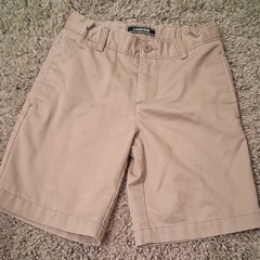 Lands’ End Boys Beige Uniform Shorts Size 8 Cotton Twill Regular Fit Pockets