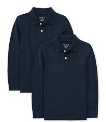 Boy/girl Uniform Long Sleeve Pique Polo 3 Pack – Navy Blue/Nautico Size 10/12