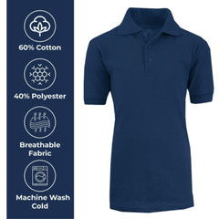Boy’s School Uniform Short Sleeve Navy Blue Polo Shirt TAGLESS (Sizes, 4-14) NWT