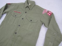 Vintage Boy Scouts Of America Shirt Youth Medium Green Uniform Patches 60s