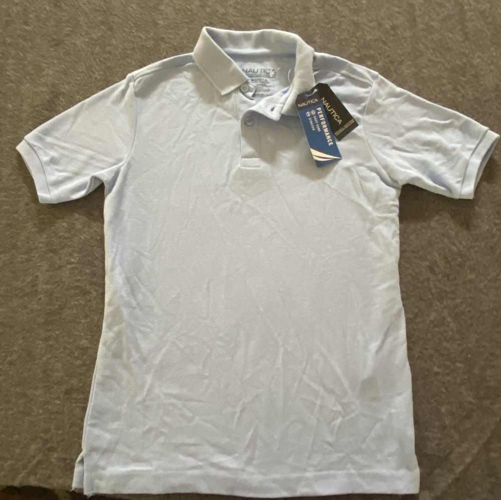 Nautica Polo Shirt Boys Medium 10/12 Performance Stretch Short Sleeve Uniform