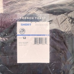 French Toast Boys Pull-On School Uniform Shorts Navy Size 12 Wrinkle No More NWT