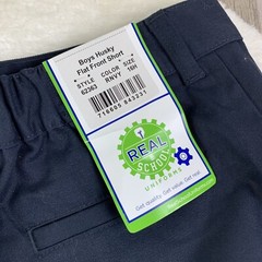 2pck REAL SCHOOL Boys 16 Husky Sze Flat Front Pants School Uniform Approved NAVY
