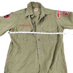 Vintage Boy Scouts Of America Shirt Boys 10-12 Green Uniform Twill Long Sleeve