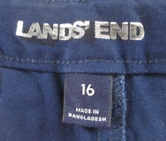 LANDS END Deep Sea School Uniform Flat Front Cotton Cadet Shorts Boys 16 NEW