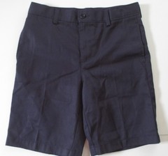 LANDS END Navy School Uniform Plain Front Chino Shorts Boys 8 Husky NEW
