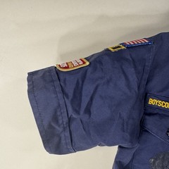 Boy Scouts BSA Cub Scouts Shirt Youth Small Navy Short Sleeve Patch Residue