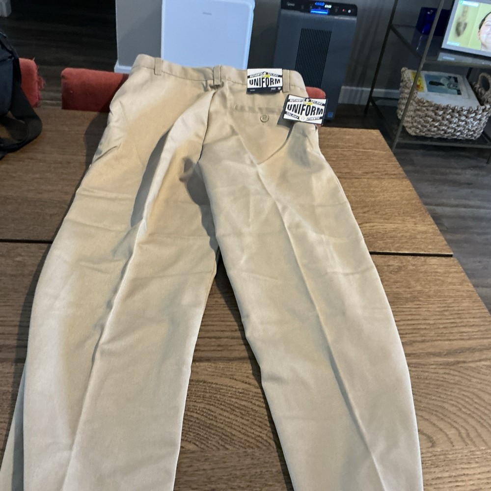NWT Authentic Galaxy Boy’s Double Knee School Uniform Pants Khaki Tan Size 12