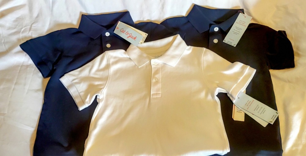 Lot Of 3 Cat & Jack School Uniform Polo Shirts | Size 4/5 Youth