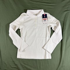 IZOD Girls White Long Sleeve Polo Shirt XS 6 6X School Uniform NWT