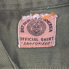Vintage Boy Scouts Of America Shirt Boys 10-12 Green Uniform Twill Long Sleeve