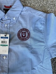 NWT Tommy Hilfiger Blue SS Button Up School Uniform Shirt St. Luke’s School