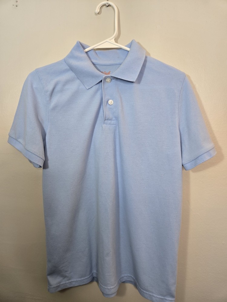 Cat & Jack Boys Uniform Polo Shirt Light Blue L (12/14) Husky Short Sleeve
