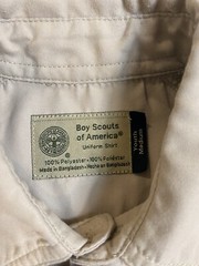 Boy Scouts Of American Shirt Youth Medium Brown Short Sleeve Button Up 275
