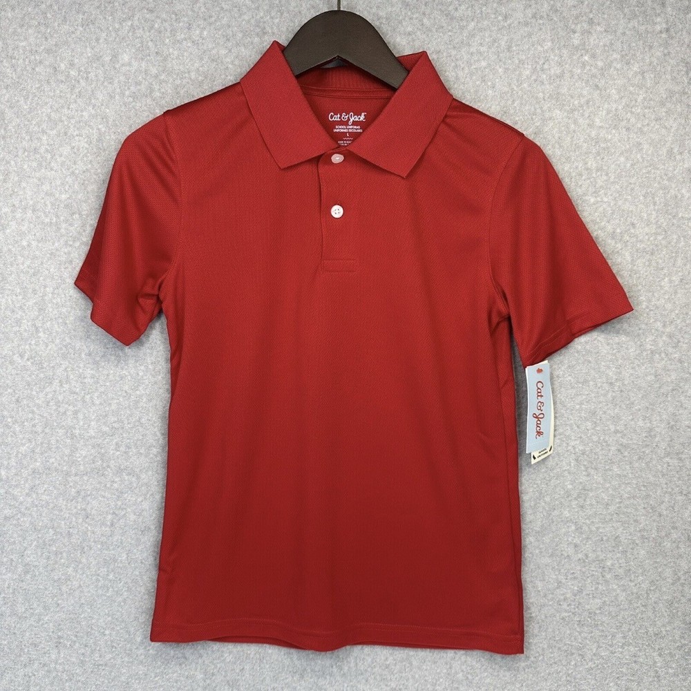 Cat & Jack Boys Top Red School Uniform Polo Shirt Size Large Large Wicking NWT