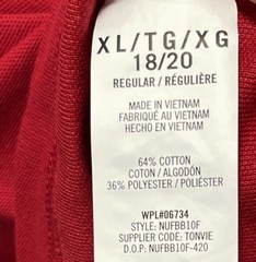 Nautica NWT Boys School Uniform Red Long Sleeve Shirt XL 18/20