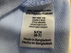George Boys School Uniform Light Blue Short Sleeve Polo Shirt -Size Small (6-7)