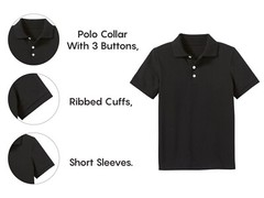 3-Pack Boys School Uniform Short Sleeve Pique Polo Shirts Summer Colors (XS-2XL)