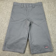 Dickies Boys Work Shorts Size 16 Gray Flat Front Uniform Skate 26 Waist Logo