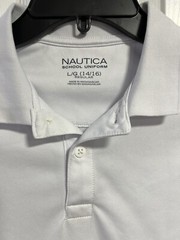 Nautica Boys Uniform Short Sleeve Performance – White ~ Size L (14/16)