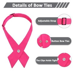 School Uniform Pre Tied Bows for Girls Women Solid Color Adjustable Rose Red