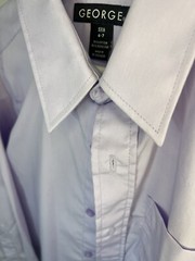 George Boys Button Down Long Sleeve White Dress Purple Small 6-7