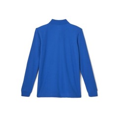French Toast Boys School Uniform Long Sleeve Pique Polo Shirt, Royal Blue, XL