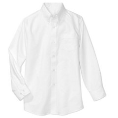 George Boys School Uniforms Long Sleeve Button Up Oxford Shirt, XS(4/5), White