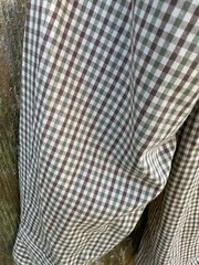 ORIENT EXPRESSED Size 7 Button Down Dress Shirt Brown Green Tiny Gingham