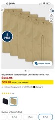 Childrens Place Boys School Uniform Pants 5-pack Size 10| New | Flax