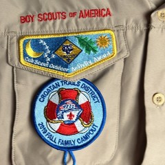 Boy Scout Tan Button Down Short Sleeve Uniform Shirt w/Patches Size Large