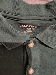 Green Lands’ End long sleeve button up shirt/polo and Grey uniform polo