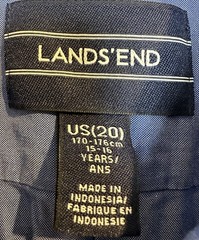 Lands End Blue Short Sleeve Button down Shirt Size 20 cotton uniform dressy