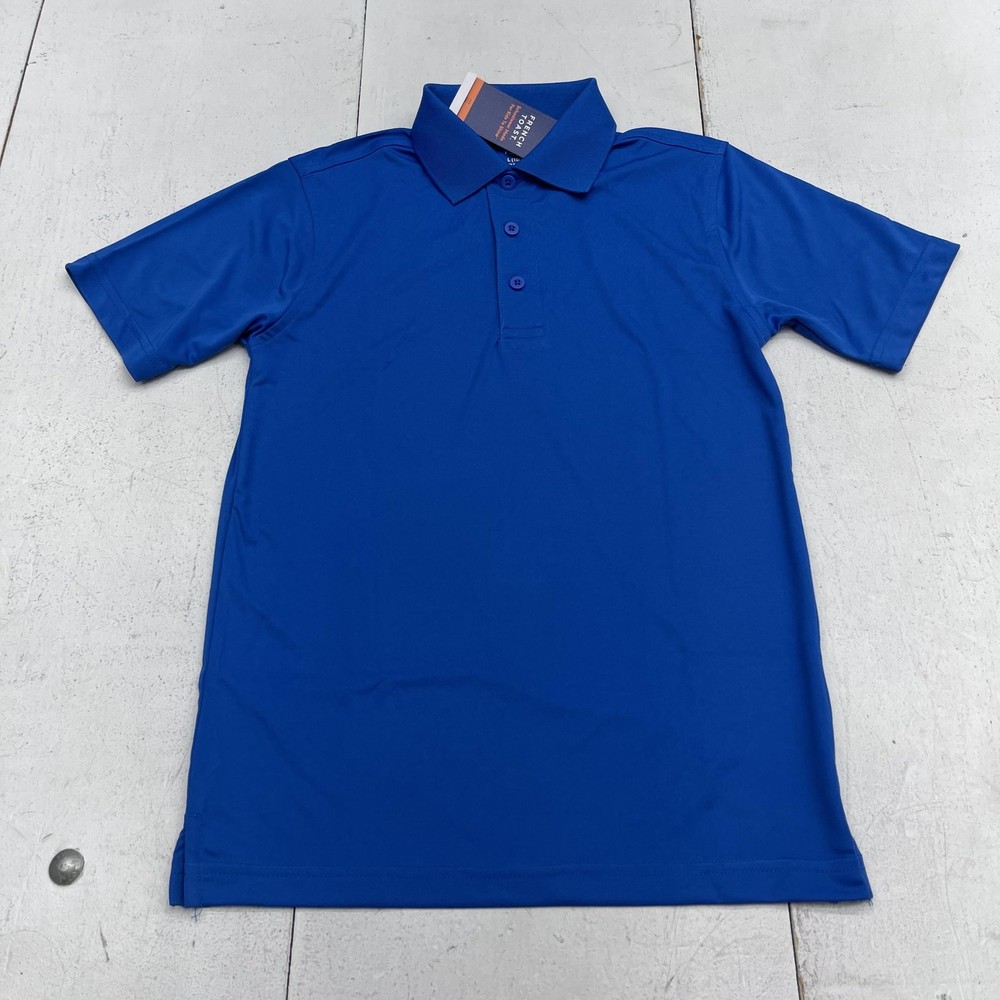 French Toast Polo Shirt Boys 10-12 Blue Performance Moisture Wicking Uniform