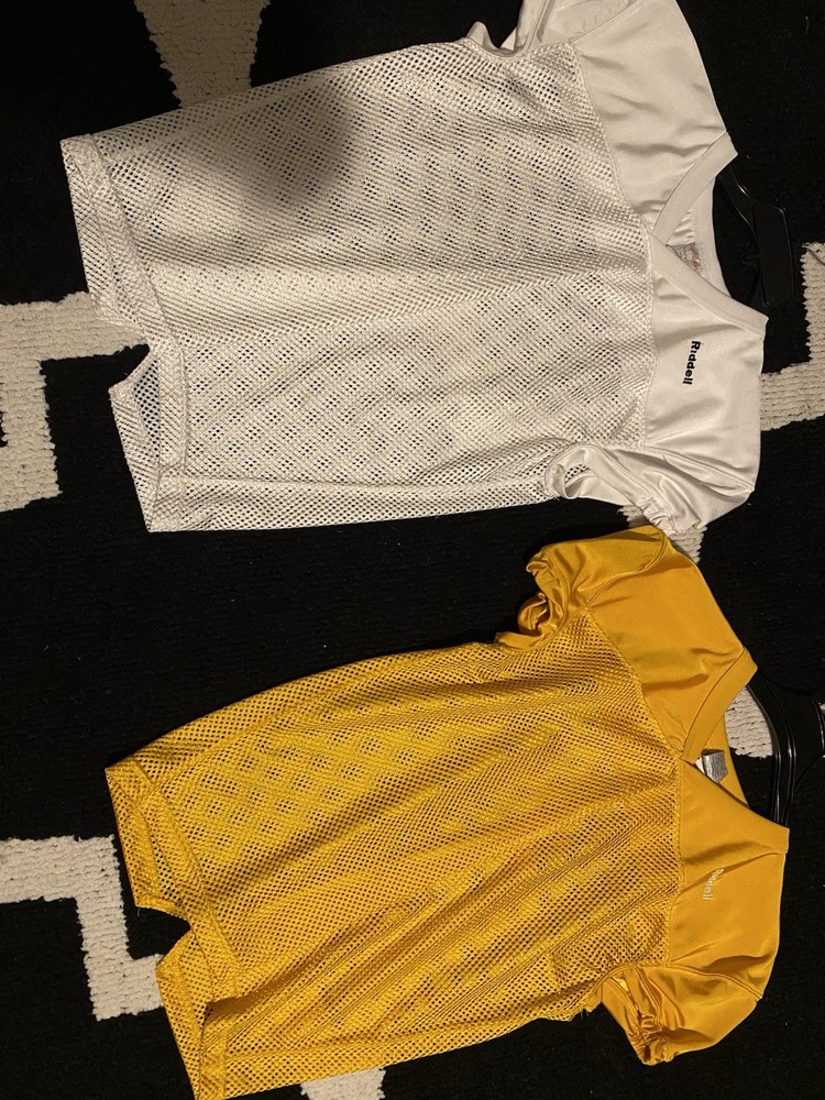 Riddell Football Mesh Practice Jersey Short Sleeve Size L (youth), yellow&white