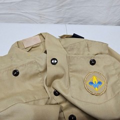 Boy Scouts of America Uniform Shirt Kids Youth Large Tan Short Sleeve Patches