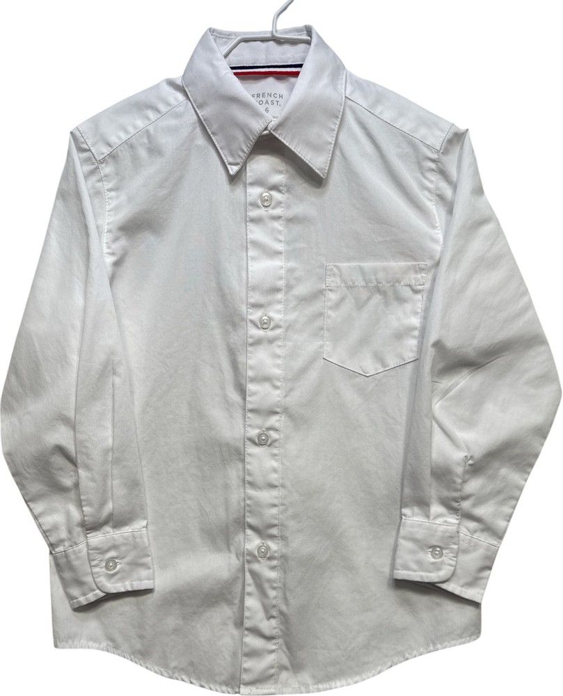 NWOT French Toast LS Solid White School Uniform Button Down Shirt, Boys 6