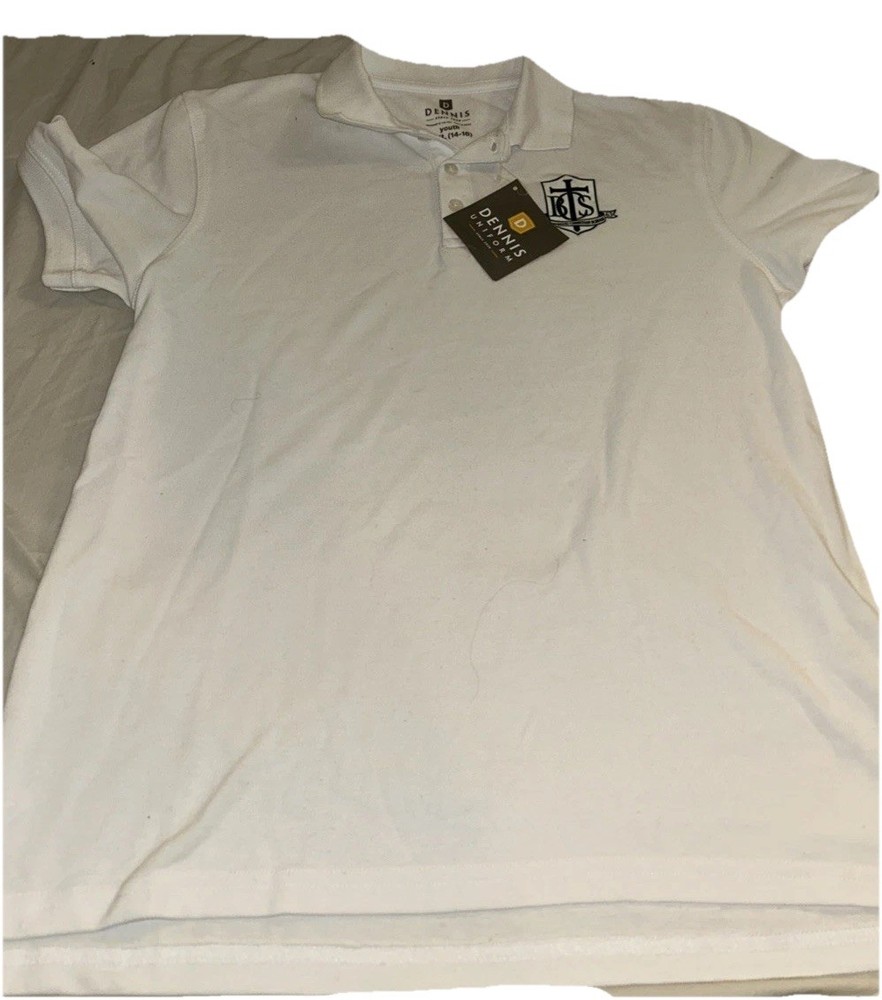 Dennis Youth Polo YXL ~ Brentwood Christian School Uniform White Collared Shirt