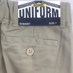 Authentic School Uniform Shorts Boys 7 Beige Elastic Waist Pleated Front NWT