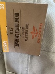 Dockers Uniform Khaki Chino Boys Shorts Approved Boy’s HUSKY 33~Stretch New