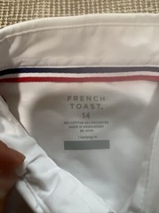 Boys French Toast Uniform White Long Sleeve Dress Shirt Size 14