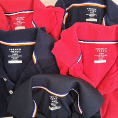 5 French Toast Uniform Unisex Polo Shirts Pique Performance Red Navy Sz S 6/7