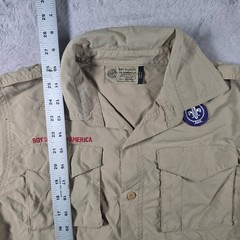 Boy Scouts of America Uniform Shirt Youth Large Tan Supplex Nylon Short Sleeve