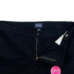 Place Boys Woven Bootcut Chino Pants Black Stretch Cotton Blend 16 New