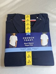 2pk French Toast Polo Pique Short Sleeve School Uniform Boys Sz S 6/7 Navy Blue